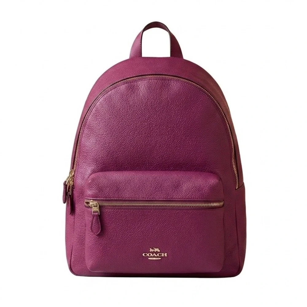 Flawed Gem! Coach Court Backpack Magenta Pebbled Leather Lg Academia Classic